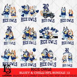 Rice Owls Bluey & Bingo Bundle 12 SVG Svg Eps Dxf Png File, Bundle NCAA svg, Digital Download, Instant Download