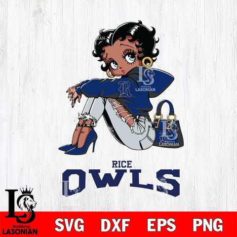 Rice Owls Betty Boop Black Fan Girl Svg Eps Dxf Png File, Digital Download, Instant Download