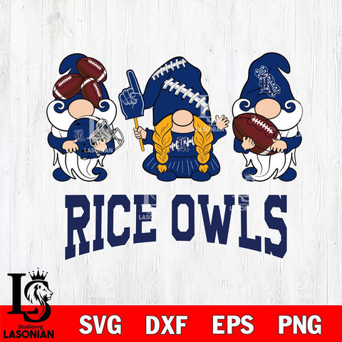 Rice Owls 3 Gnomes Football Svg Eps Dxf Png File, Digital Download, Instant Download