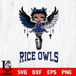 Rice Owls Anglel Black Fan Girl Betty Boop, Svg Eps Dxf Png File, Digital Download