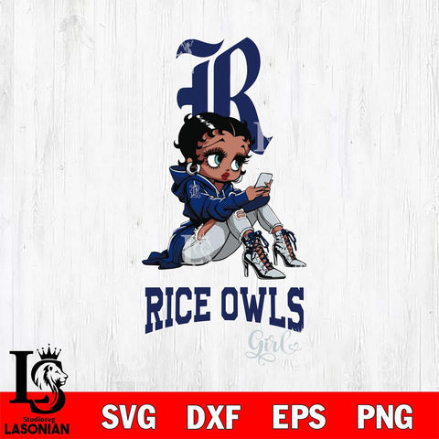 Rice Owls Beauty Black Fan Girl Football, Svg Eps Dxf Png File, Digital Download