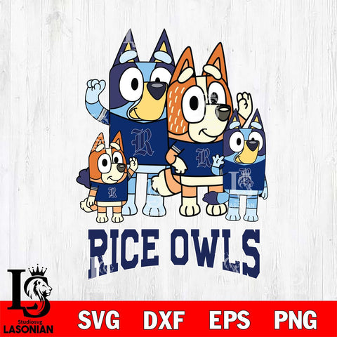 Rice Owls Bluey & Bingo 7 Svg Eps Dxf Png File, NCAA svg, Digital Download, Instant Download