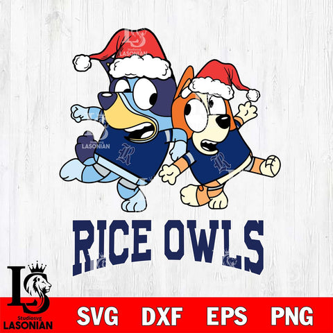 Rice Owls Bluey Christmas Holiday Svg Eps Dxf Png File, Digital Download