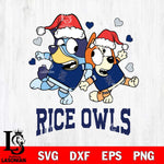 Rice Owls Bluey Christmas NFL Svg Eps Dxf Png File, Digital Download