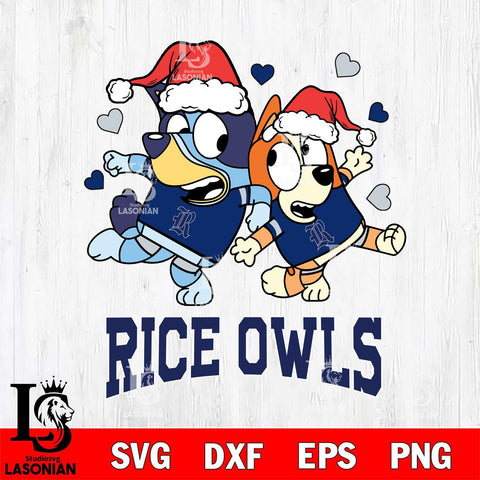 Rice Owls Bluey Christmas NFL Svg Eps Dxf Png File, Digital Download