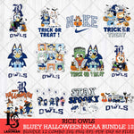 Rice Owls Bluey Halloween NCAA 12 SVG Eps Dxf Png File, Bundle NCAA svg, Digital Download, Instant Download