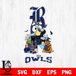 Rice Owls Bluey Halloween NCAA 2 Svg Eps Dxf Png File, Digital Download, Instant Download