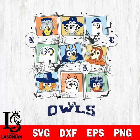 Rice Owls Bluey Halloween Sport Svg Eps Dxf Png File, Digital Download, Instant Download