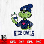 Rice Owls Boujee Grinch Heart Christmas Cut Files Cricut, Svg Dxf Eps Png file, Digital download , Silhouette