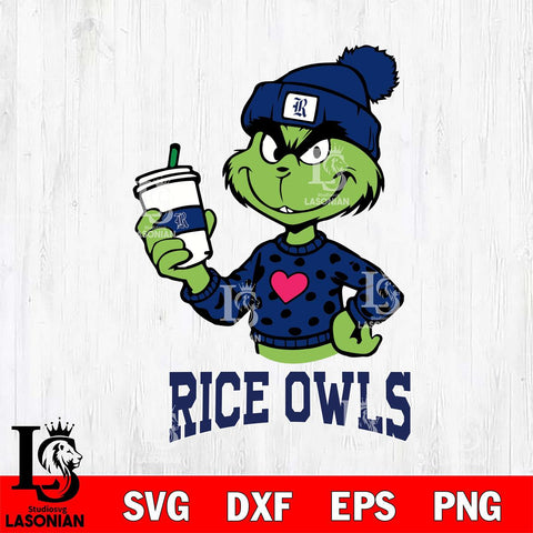 Rice Owls Boujee Grinch Heart Christmas Cut Files Cricut, Svg Dxf Eps Png file, Digital download , Silhouette