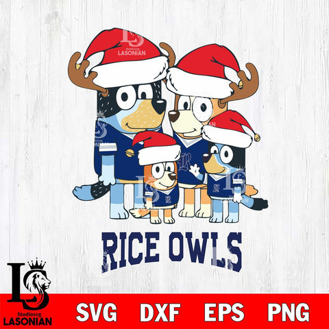 Rice Owls Christmas Bluey Santa Family Cut Files,Bluey Cricut,Christmas Svg , Bluey svg , Digital Download, dxf eps png pdf file