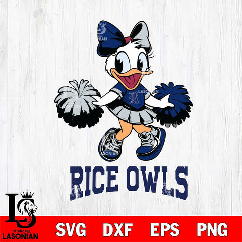 Rice Owls Daisy Duck Cheerleader Disney, Svg Eps Dxf Png File, Digital Download