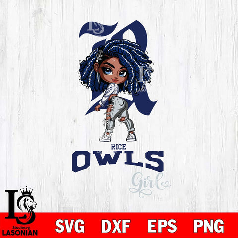 Rice Owls Fan Girl Svg Eps Dxf Png File, Digital Download, Instant Download