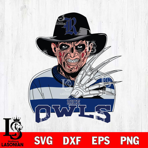 Rice Owls Freddy Krueger Horror Halloween Svg Eps Dxf Png File, NCAA svg, Digital Download, Instant Download