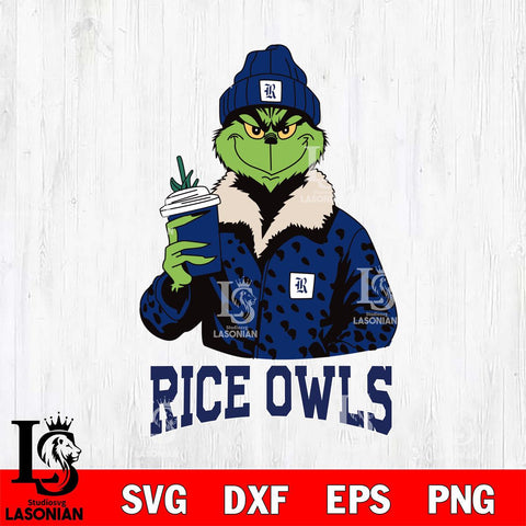 Rice Owls Grinch Christmas Cut Files Cricut, Svg Dxf Eps Png file, Digital download , Silhouette