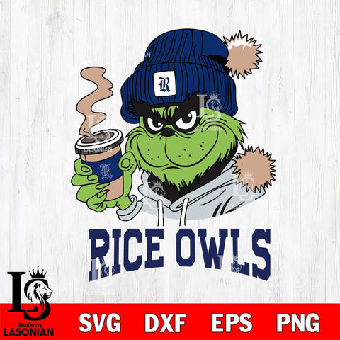 Rice Owls Grinch Cofffe Hoodie Cut Files Cricut, Svg Dxf Eps Png file, Digital download , Silhouette