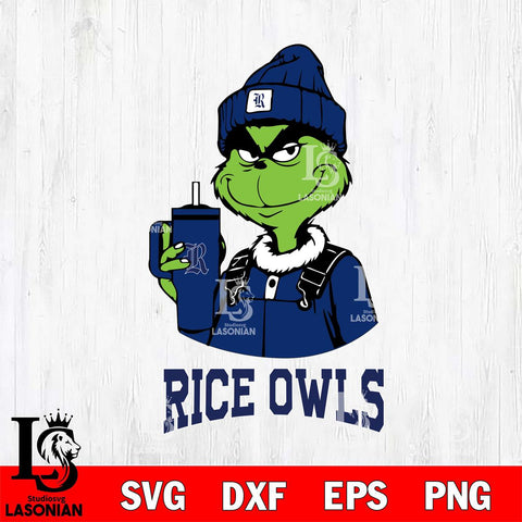 Rice Owls Grinch Football Christmas Cut Files Cricut, Svg Dxf Eps Png file, Digital download , Silhouette