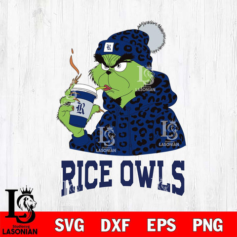 Rice Owls Grinch Leopard Christmas Cut Files Cricut, Svg Dxf Eps Png file, Digital download , Silhouette