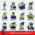 Rice Owls Grinch NCAA Bundle 12 SVG Eps Dxf Png File, Digital Download, Instant Download