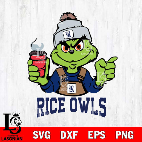 Rice Owls Grinch with coffee Svg Eps Dxf Png File, Digital Download, Instant Download