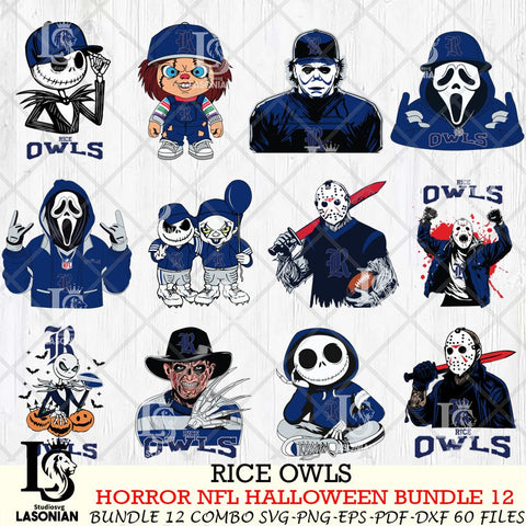 Rice Owls Halloween Bundle 12 SVG Svg Eps Dxf Png File, NCAA bundle svg, Digital Download, Instant Download