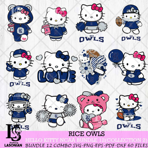 Rice Owls Hello Kitty Bundle 12 SVG Svg Eps Dxf Png File, Digital Download, Instant Download