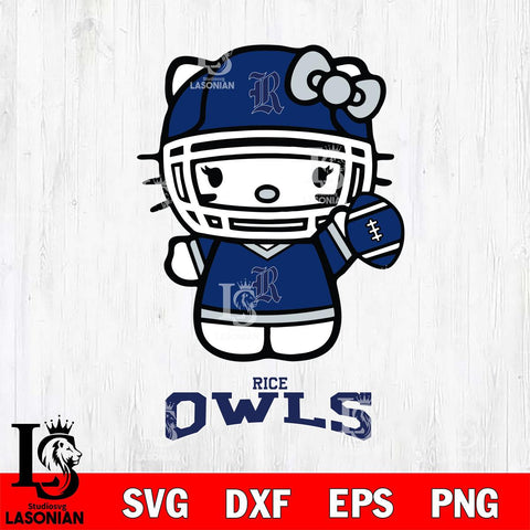 Rice Owls Hello Kitty NCAA 1 Svg Eps Dxf Png File, Digital Download, Instant Download