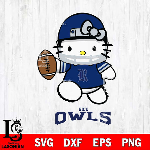 Rice Owls Hello Kitty NCAA 4 Svg Eps Dxf Png File, Digital Download, Instant Download