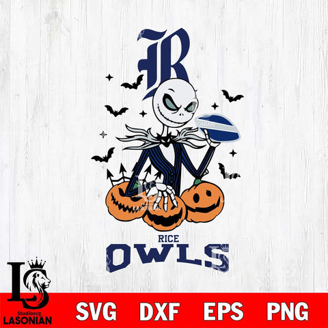 Rice Owls Jack Skellington 2 halloween Svg Eps Dxf Png File, NCAA svg, Digital Download, Instant Download