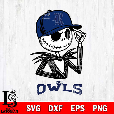 Rice Owls Jack Skellington 3 Halloween Svg Eps Dxf Png File, NCAA svg, Digital Download, Instant Download