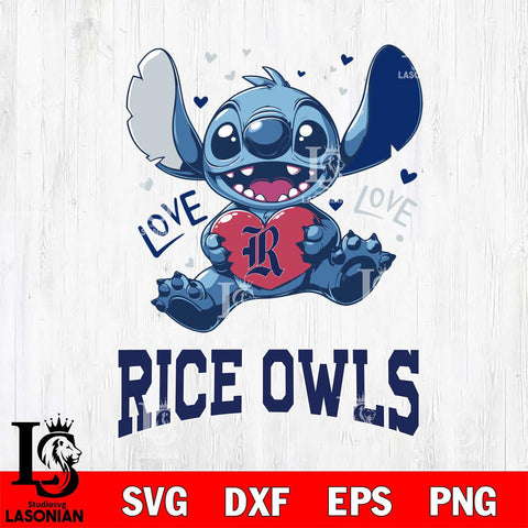 Rice Owls Love Stitch, Svg Eps Dxf Png File, Digital Download