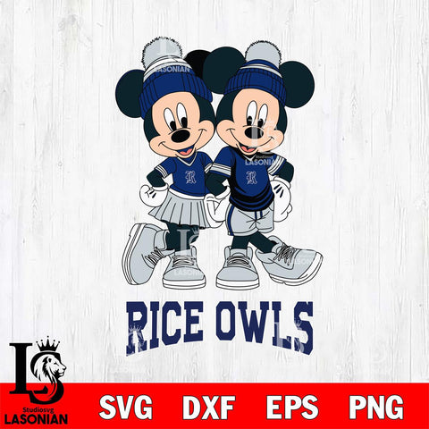 Rice Owls Mickey And Minnie Mouse Football Svg Eps Dxf Png File, NCAA svg , File Cut , Digital Download , Instant Download, Cut Svg Files