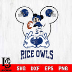 Rice Owls Mickey Heart Rugby Svg Eps Dxf Png File, Digital Download ,Instant Download, Cricut File