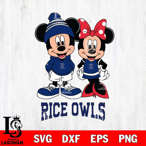 Rice Owls Mickey Minnie Mouse Cute Football Svg Eps Dxf Png File, NCAA svg , File Cut , Digital Download , Instant Download, Cut Svg Files