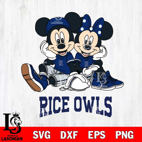 Rice Owls Mickey Minnie Mouse Football Sit Svg Eps Dxf Png File, NCAA svg , File Cut , Digital Download , Instant Download, Cut Svg Files