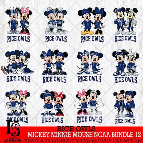 Rice Owls Mickey Minnie Mouse NCAA Bundle 12 Svg Eps Dxf Png File, Bundle NCAA svg , File Cut , Digital Download , Instant Download, Cut Svg Files