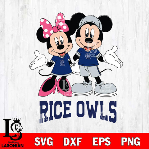 Rice Owls Mickey Minnie Mouse Sport Svg Eps Dxf Png File, NCAA svg , File Cut , Digital Download , Instant Download, Cut Svg Files