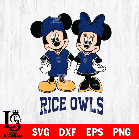 Rice Owls Mickey Minnie Rugby Svg Eps Dxf Png File, NCAA svg , File Cut , Digital Download , Instant Download, Cut Svg Files