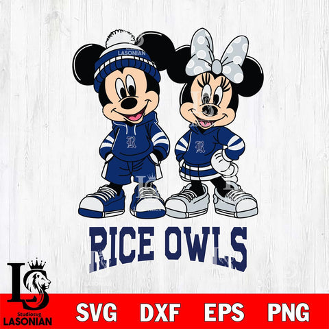 Rice Owls Mickey Minnie Rugby Hoodie Svg Eps Dxf Png File, NCAA svg , File Cut , Digital Download , Instant Download, Cut Svg Files