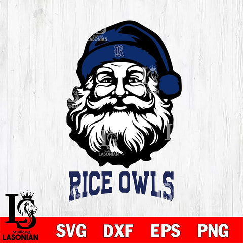 Rice Owls Santa Claus Christmas Svg dxf eps png pdf file,NCAA svg,Digital Download,Cricut file