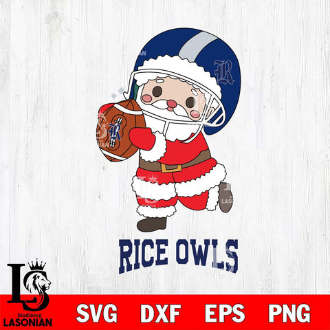 Rice Owls Santa Claus Cute Svg dxf eps png pdf file,NCAA svg,Digital Download,Cricut file