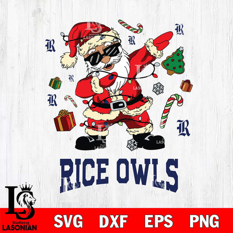 Rice Owls Santa Claus Football Svg dxf eps png pdf file,NCAA svg,Digital Download,Cricut file