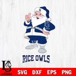 Rice Owls Santa claus Svg dxf eps png pdf file,NCAA svg,Digital Download,Cricut file