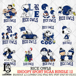 Rice Owls  Snoopy NCAA Bundle 12 SVG Svg Eps Dxf Png File, Digital Download