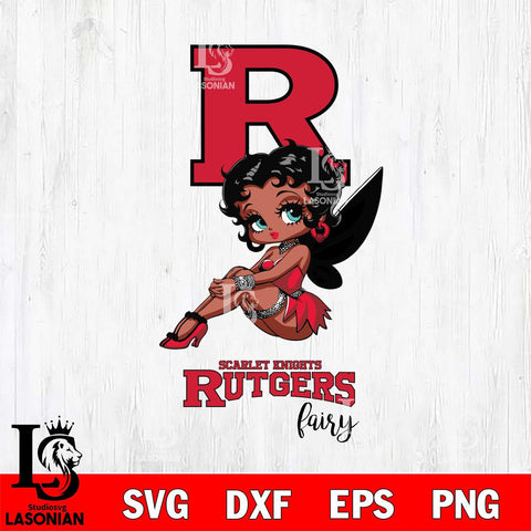 Rutgers Scarlet Knights Beauty Black Fairy Betty Boop, Svg Eps Dxf Png File, Digital Download