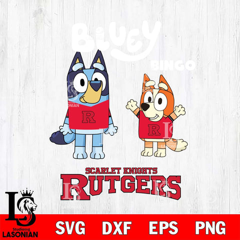 Rutgers Scarlet Knights Bluey & Bingo 4 Svg Eps Dxf Png File, NCAA svg, Digital Download, Instant Download