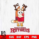 Rutgers Scarlet Knights Bluey Chilli Christmas Deer Svg Eps Dxf Png File, Digital Download