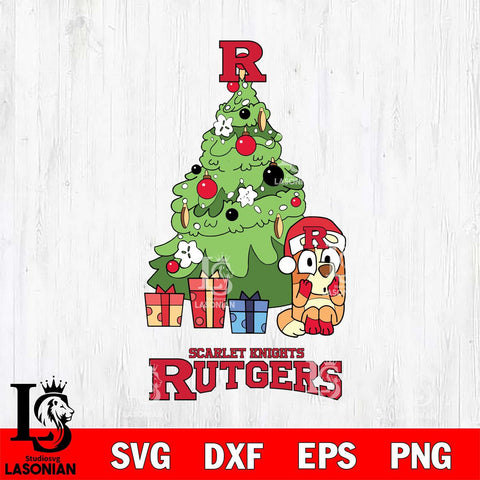 Rutgers Scarlet Knights Bluey Chilli Christmas Tree Svg Eps Dxf Png File, Digital Download