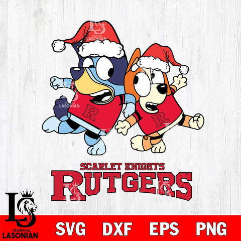 Rutgers Scarlet Knights Bluey Christmas Holiday Svg Eps Dxf Png File, Digital Download