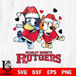 Rutgers Scarlet Knights Bluey Christmas NFL Svg Eps Dxf Png File, Digital Download